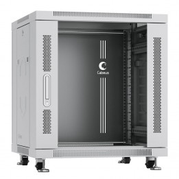 Шкаф телекоммуникационный напольный 19" 12U 600x800, дверь стекло, серый (RAL 7035), Cabeus SH-05C-12U60/80