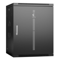 Шкаф телекоммуникационный настенный 19" 15U 600x350, дверь металл, черный (RAL 9004), Cabeus SH-05F-15U60/35m-BK