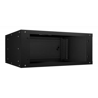 Шкаф телекоммуникационный настенный 19" 4U 550x450, дверь металл, черный (RAL 9004), Cabeus WSC-05D-4U55/45m-BK