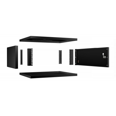 Шкаф телекоммуникационный настенный 19" 4U 550x450, дверь металл, черный (RAL 9004), Cabeus WSC-05D-4U55/45m-BK