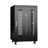 Шкаф телекоммуникационный напольный 19" 18U 600x600, дверь перфорированная, черный (RAL 9004), Cabeus ND-05C-18U60/60-BK