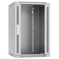 Шкаф телекоммуникационный настенный 19" 18U 600x350, дверь стекло, серый (RAL 7035), Cabeus SH-05F-18U60/35