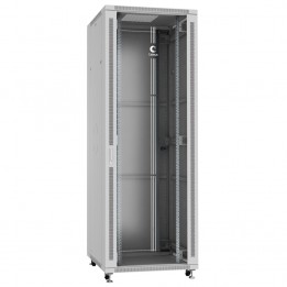 Шкаф телекоммуникационный напольный 19" 47U 800x800, дверь стекло, серый (RAL 7035), Cabeus SH-05C-47U80/80