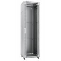 Шкаф телекоммуникационный напольный 19" 42U 600x600, дверь стекло, серый (RAL 7035), Cabeus SH-05C-42U60/60