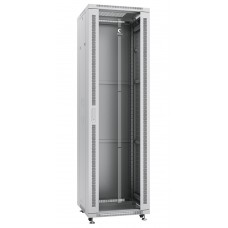 Шкаф телекоммуникационный напольный 19" 42U 600x600, дверь стекло, серый (RAL 7035), Cabeus SH-05C-42U60/60