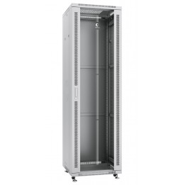 Шкаф телекоммуникационный напольный 19" 42U 600x800, дверь стекло, серый (RAL 7035), Cabeus SH-05C-42U60/80