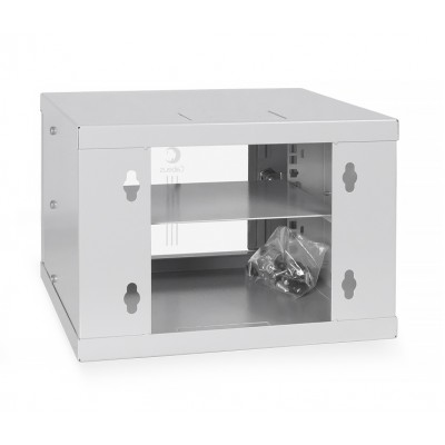 Шкаф телекоммуникационный настенный 10" 4U 326x300, дверь стекло, серый (RAL 7035), Cabeus WSC-4U