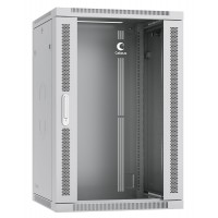 Шкаф телекоммуникационный настенный 19" 18U 600x450, дверь стекло, серый (RAL 7035), Cabeus SH-05F-18U60/45