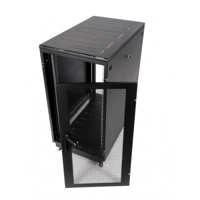 Шкаф телекоммуникационный напольный 19" 27U 600x1000, дверь перфорированная, черный (RAL 9005), ЦМО ШТК-М-27.6.10-44АА-9005