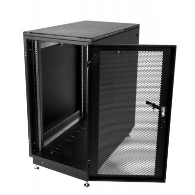 Шкаф телекоммуникационный напольный 19" 27U 600x1000, дверь перфорированная, черный (RAL 9005), ЦМО ШТК-М-27.6.10-44АА-9005