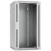 Шкаф телекоммуникационный настенный 19" 22U 600x600, дверь стекло, серый (RAL 7035), Cabeus SH-05F-22U60/60-R