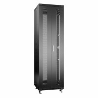 Шкаф телекоммуникационный напольный 19" 42U 600x1200, дверь двойная перфорированная, черный (RAL 9004), Cabeus ND-05C-42U60/120-BK