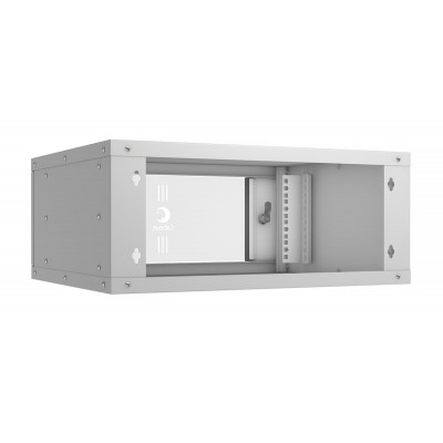Шкаф телекоммуникационный настенный 19" 4U 550x450, дверь стекло, серый (RAL 7035), Cabeus WSC-05D-4U55/45