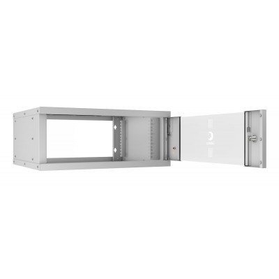 Шкаф телекоммуникационный настенный 19" 4U 550x450, дверь стекло, серый (RAL 7035), Cabeus WSC-05D-4U55/45
