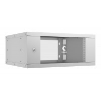 Шкаф телекоммуникационный настенный 19" 4U 550x450, дверь стекло, серый (RAL 7035), Cabeus WSC-05D-4U55/45