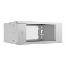 Шкаф телекоммуникационный настенный 19" 4U 550x450, дверь стекло, серый (RAL 7035), Cabeus WSC-05D-4U55/45