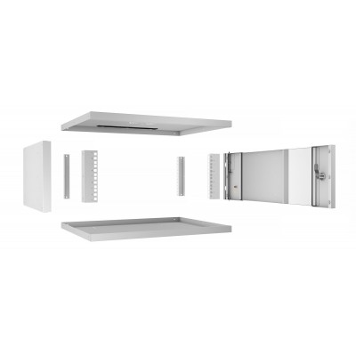 Шкаф телекоммуникационный настенный 19" 4U 550x450, дверь стекло, серый (RAL 7035), Cabeus WSC-05D-4U55/45