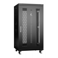 Шкаф телекоммуникационный напольный 19" 22U 600x600, дверь перфорированная, черный (RAL 9004), Cabeus ND-05C-22U60/60-BK