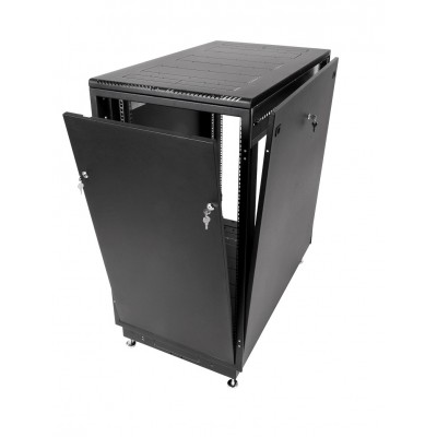 Шкаф телекоммуникационный напольный 19" 22U 600x600, дверь стекло, черный (RAL 9005), ЦМО ШТК-М-22.6.6-1ААА-9005