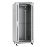 Шкаф телекоммуникационный напольный 19" 27U 600x600, дверь стекло, серый (RAL 7035), Cabeus SH-05C-27U60/60