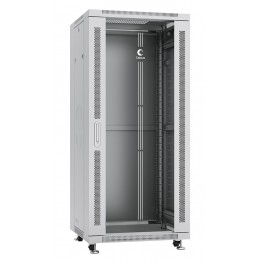 Шкаф телекоммуникационный напольный 19" 27U 600x1000, дверь стекло, серый (RAL 7035), Cabeus SH-05C-27U60/100