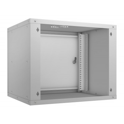 Шкаф телекоммуникационный настенный 19" 9U 550x450, дверь металл, серый (RAL 7035), Cabeus WSC-05D-9U55/45m