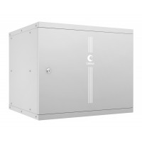 Шкаф телекоммуникационный настенный 19" 9U 550x450, дверь металл, серый (RAL 7035), Cabeus WSC-05D-9U55/45m