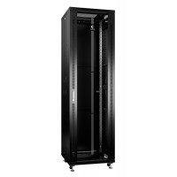 Шкаф телекоммуникационный напольный 19" 42U 600x600, дверь стекло, черный (RAL 9004), Cabeus SH-05C-42U60/60-BK