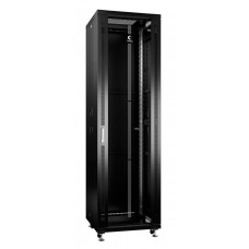 Шкаф телекоммуникационный напольный 19" 42U 600x600, дверь стекло, черный (RAL 9004), Cabeus SH-05C-42U60/60-BK