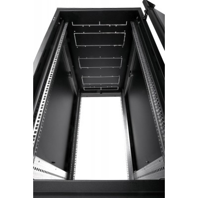 Шкаф телекоммуникационный напольный 19" 27U 600x600, дверь стекло, черный (RAL 9005), ЦМО ШТК-М-27.6.6-1ААА-9005