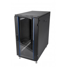 Шкаф телекоммуникационный напольный 19" 27U 600x600, дверь стекло, черный (RAL 9005), ЦМО ШТК-М-27.6.6-1ААА-9005