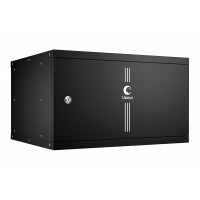 Шкаф телекоммуникационный настенный 19" 6U 550x450, дверь металл, черный (RAL 9004), Cabeus WSC-05D-6U55/45m-BK