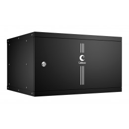 Шкаф телекоммуникационный настенный 19" 6U 550x450, дверь металл, черный (RAL 9004), Cabeus WSC-05D-6U55/45m-BK