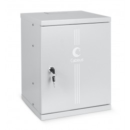 Шкаф телекоммуникационный настенный 10" 8U 326x300, дверь металл, серый (RAL 7035), Cabeus WSC-8Um