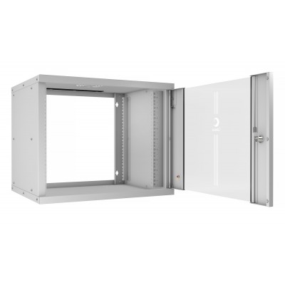 Шкаф телекоммуникационный настенный 19" 9U 550x450, дверь стекло, серый (RAL 7035), Cabeus WSC-05D-9U55/45