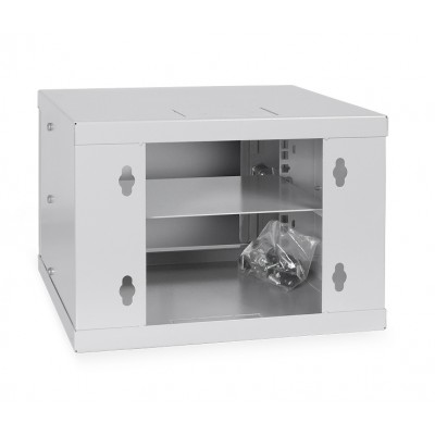 Шкаф телекоммуникационный настенный 10" 4U 326x300, дверь металл, серый (RAL 7035), Cabeus WSC-4Um