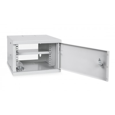 Шкаф телекоммуникационный настенный 10" 4U 326x300, дверь металл, серый (RAL 7035), Cabeus WSC-4Um