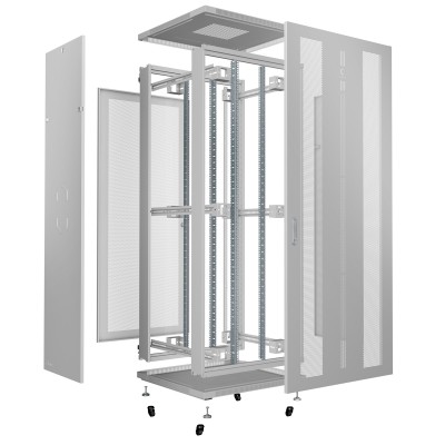 Шкаф телекоммуникационный напольный 19" 47U 800x1000, дверь перфорированная, серый (RAL 7035), Cabeus ND-05C-47U80/100