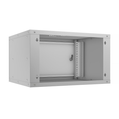 Шкаф телекоммуникационный настенный 19" 6U 550x450, дверь металл, серый (RAL 7035), Cabeus WSC-05D-6U55/45m