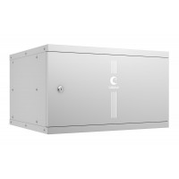 Шкаф телекоммуникационный настенный 19" 6U 550x450, дверь металл, серый (RAL 7035), Cabeus WSC-05D-6U55/45m