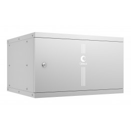 Шкаф телекоммуникационный настенный 19" 6U 550x450, дверь металл, серый (RAL 7035), Cabeus WSC-05D-6U55/45m