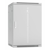 Шкаф телекоммуникационный настенный 19" 18U 600x350, дверь металл, серый (RAL 7035), Cabeus SH-05F-18U60/35m-R