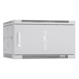 Шкаф телекоммуникационный настенный 19" 6U 600x450, дверь металл, серый (RAL 7035), Cabeus SH-05F-6U60/45m