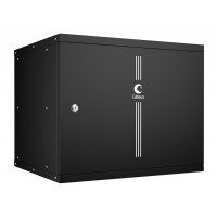 Шкаф телекоммуникационный настенный 19" 9U 550x450, дверь металл, черный (RAL 9004), Cabeus WSC-05D-9U55/45m-BK
