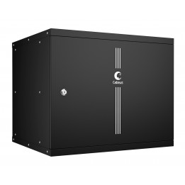 Шкаф телекоммуникационный настенный 19" 9U 550x450, дверь металл, черный (RAL 9004), Cabeus WSC-05D-9U55/45m-BK