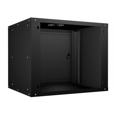 Шкаф телекоммуникационный настенный 19" 9U 550x450, дверь металл, черный (RAL 9004), Cabeus WSC-05D-9U55/45m-BK