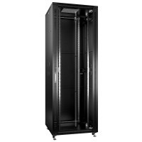 Шкаф телекоммуникационный напольный 19" 47U 800x800, дверь стекло, черный (RAL 9004), Cabeus SH-05C-47U80/80-BK