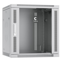 Шкаф телекоммуникационный настенный 19" 12U 600x450, дверь стекло, серый (RAL 7035), Cabeus SH-05F-12U60/45