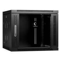 Шкаф телекоммуникационный настенный 19" 9U 600x350, дверь стекло, черный (RAL 9004), Cabeus SH-05F-9U60/35-BK