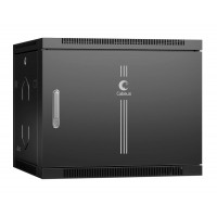 Шкаф телекоммуникационный настенный 19" 9U 600x350, дверь металл, черный (RAL 9004), Cabeus SH-05F-9U60/35m-BK